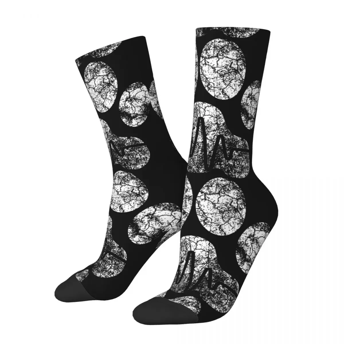 Happy Funny Men's Compression Socks Paw Lifeline Retro Harajuku Dog Cute Animal Street Style Novelty Pattern Crew Crazy Sock