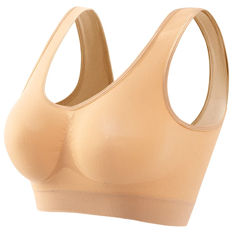 Nahtloser Push-Up-BH für Damen, Sport-Bralette, bügellos, Crop-Top, einfarbig, sexy Dessous, ohne Polster, atmungsaktiv, Übergröße, Tank-BH, S-5XL