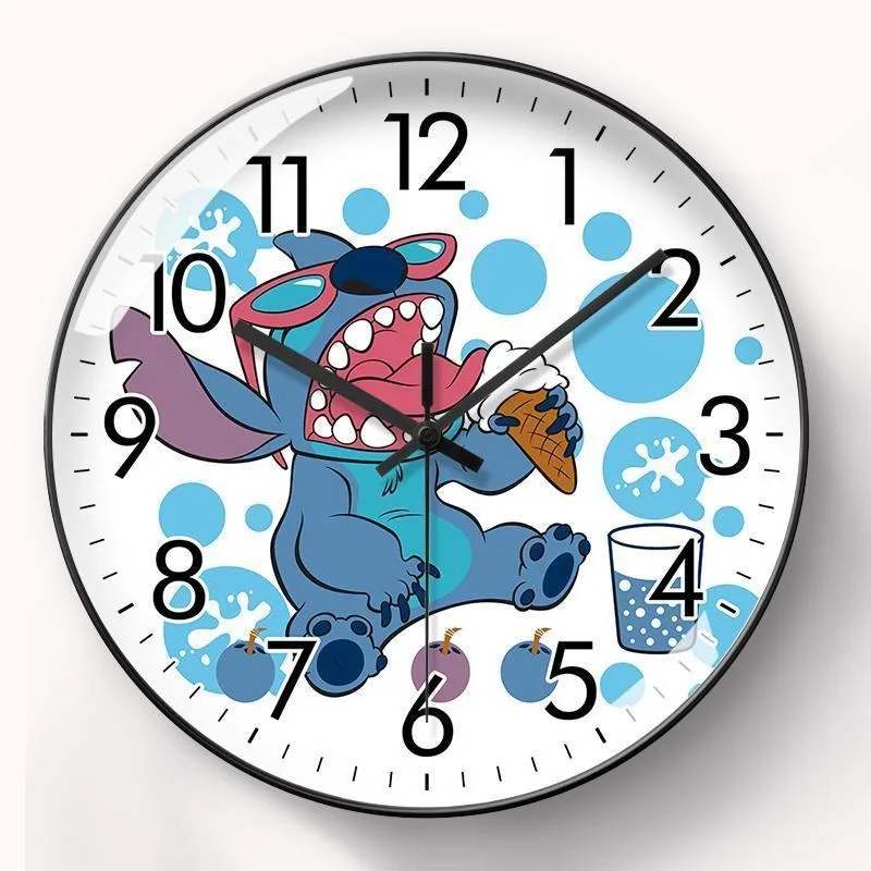 Disney Lilo & Stitch Cartoon Anime Wall Clock Cute Fashion Silent Quartz Clock Room Bedroom Decorative Pendant Children\'s Gift