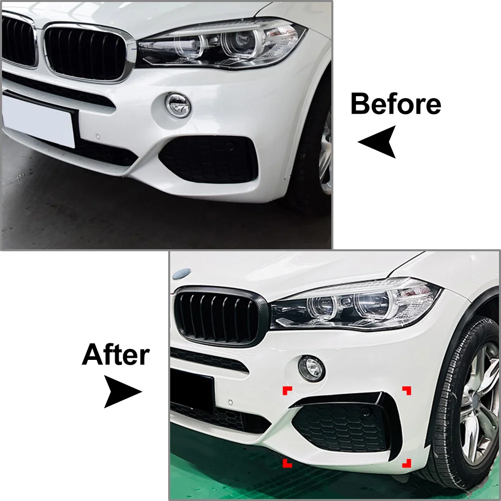 2Pcs ABS Automotive Front Bumper Side Air Vent Splitter Spoiler Decorative Trim For BMW X5 F15 M Sport 2014 2015 2016 2017 2018