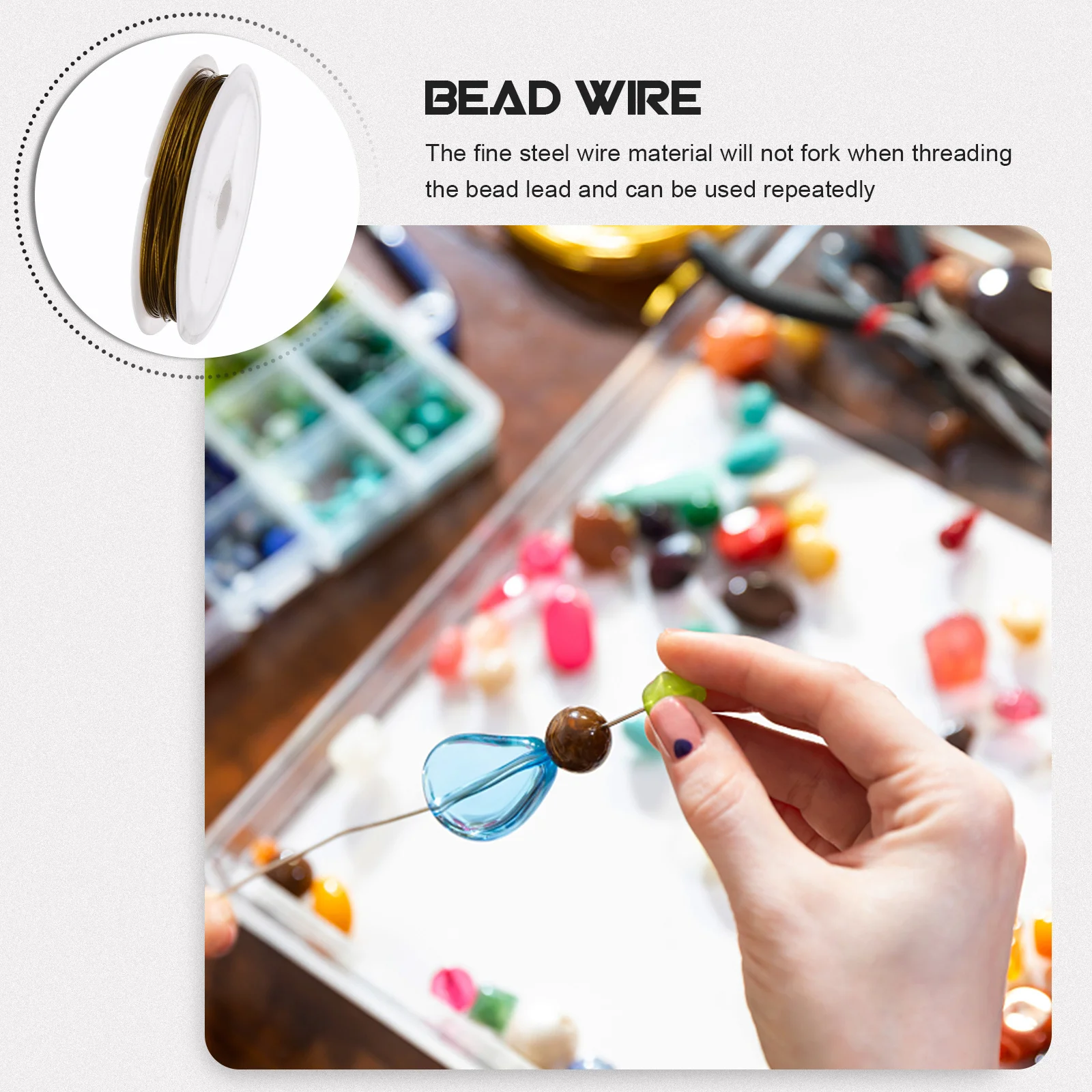 3 rollos de alambre de acero para encordar cuentas, accesorios artesanales, fabricación de joyería artesanal multifunción, decoración artística, alambre de jardinería