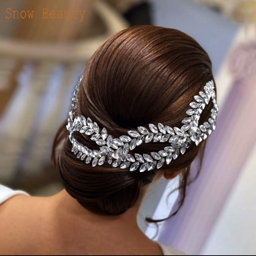 DZ006 Luxury Wedding Headband Silver Gold Bridal Headpieces for Women Rhinestone Bridesmaids Tiara Crystal Hair Accessories