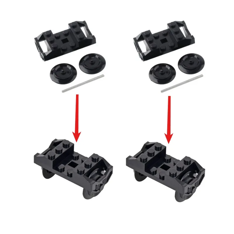 

DIY puzzle building blocks with remote-controlled train wheels tracks and base components – perfect for MOC boys' holiday gifts