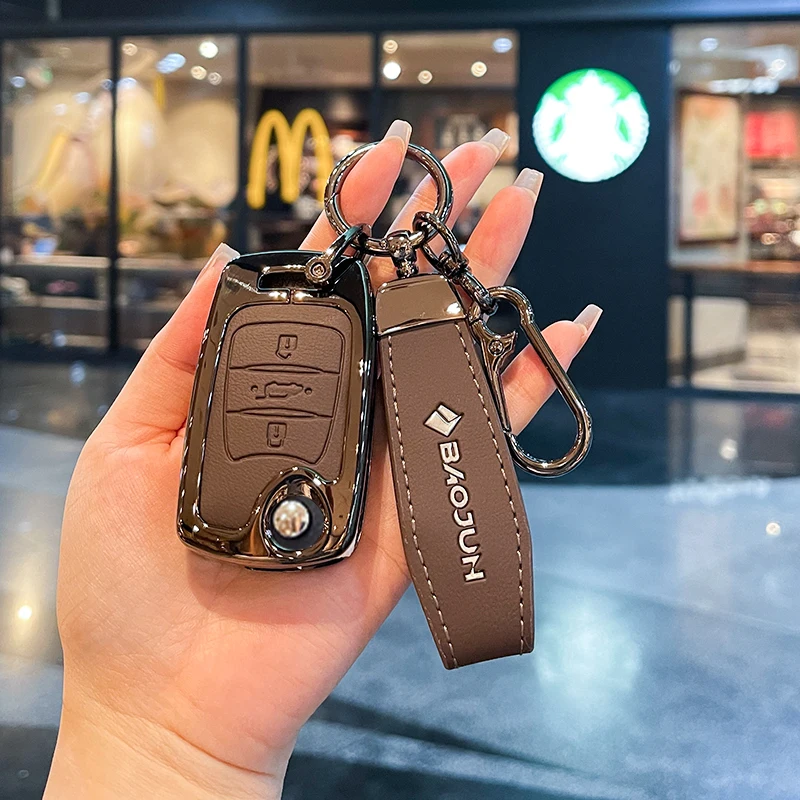 

Car Flip Key Cover Case Bag Shell Holder Keychain for Wuling Baojun 730 510 560 310 630 310W Protector