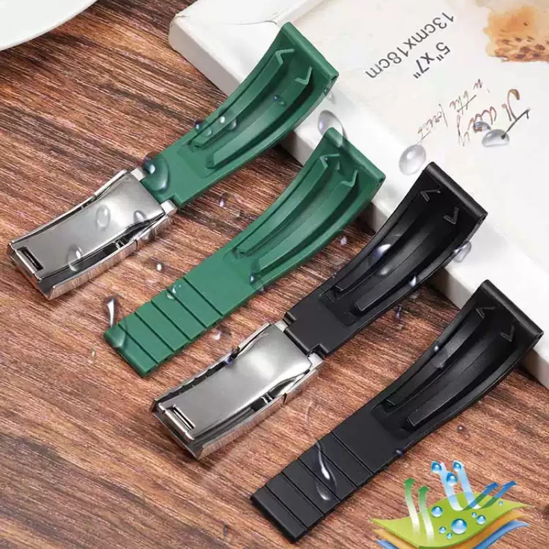 20mm 21mm 22mm For Rolex Daytona Gmt Oyster Tudor Black bay Omega Watchband Rubber Fold Buckle Watch Strap Silicone men Bracelet - view 6
