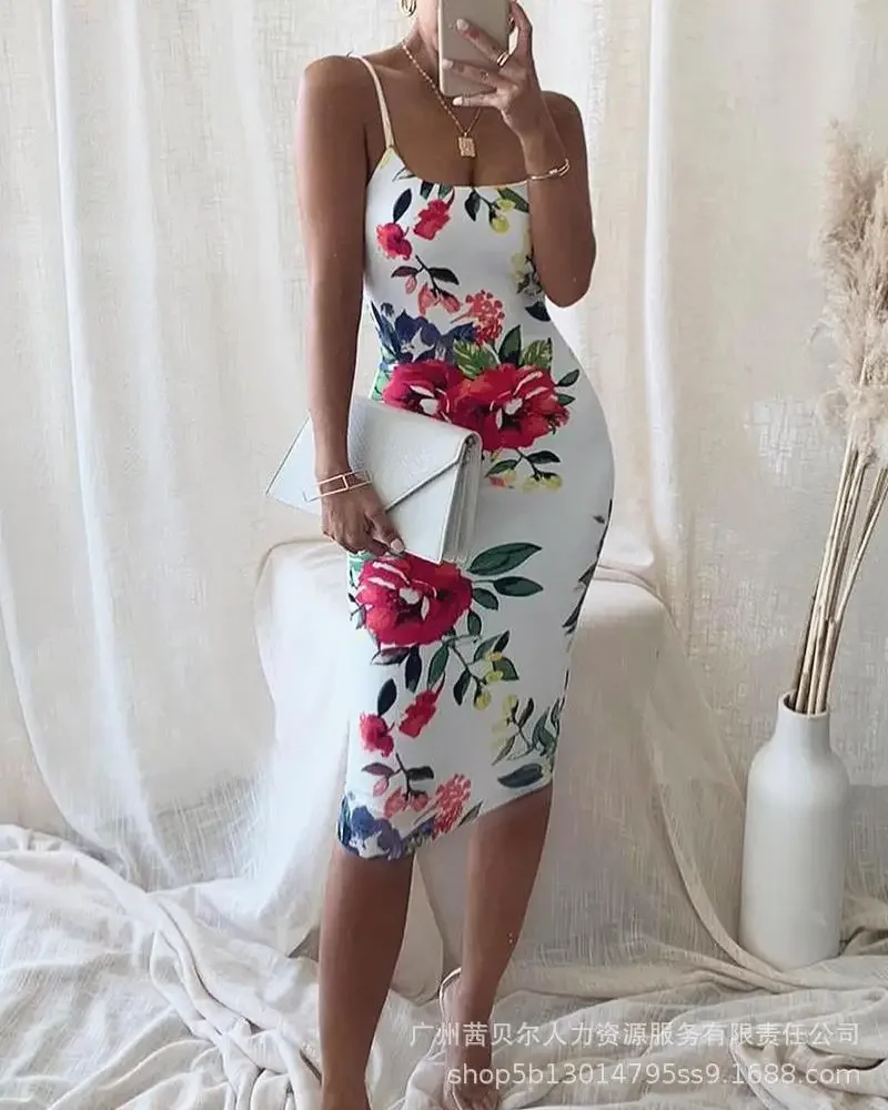 

2022 Womens Dresses Suspender Printed Medium and Long Dress for Women