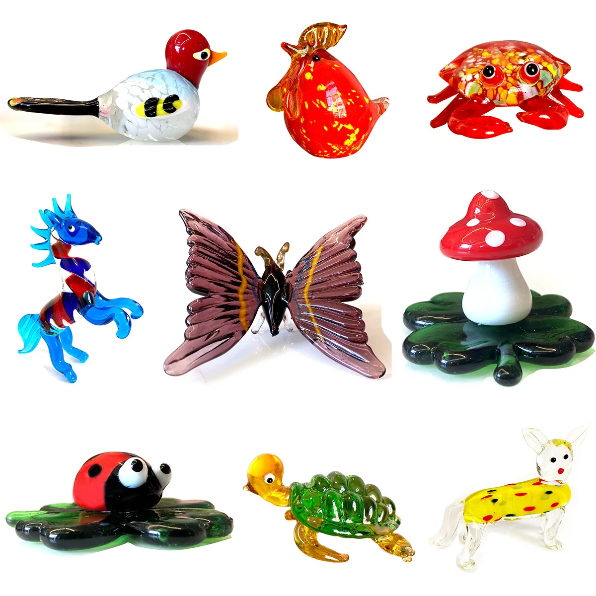 Japanese Craft Hand Blown Glass Animal Figurines Art Collectible Sculpture Ornaments Creative Christmas Gift For Kids Home Decor