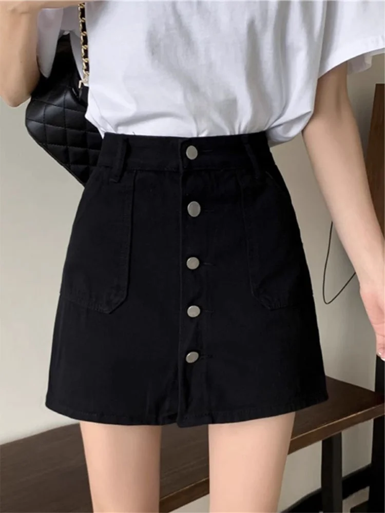 High Waist plus Size Denim ort Skirt Loose Fitting Conceal Meat Versatile A-Line Pants Skirt Korean Sle Commute