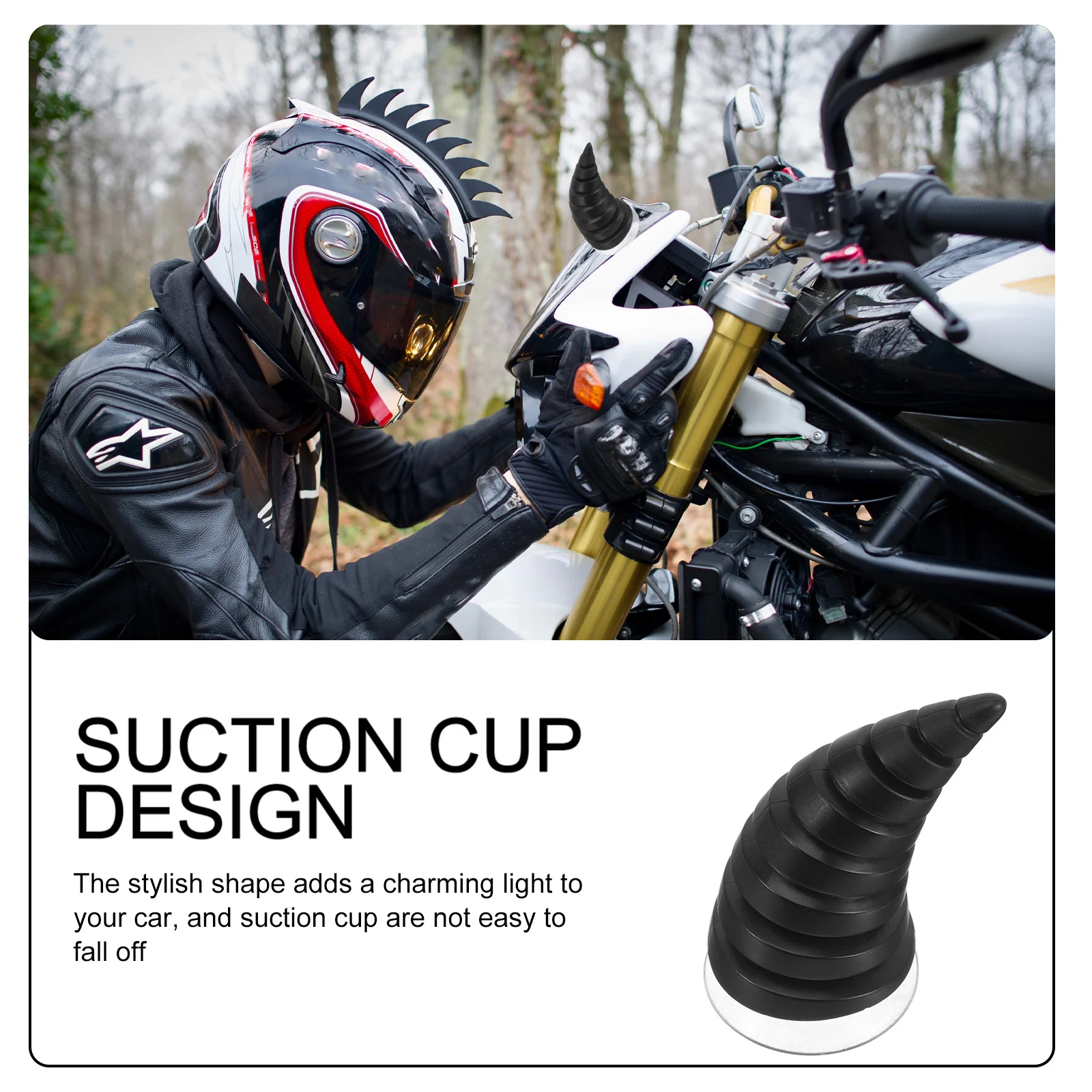 

Мотоциклетные рожки, пластиковая легкая присоска, легко снимается, прочный аксессуар, украшение для мотоцикла