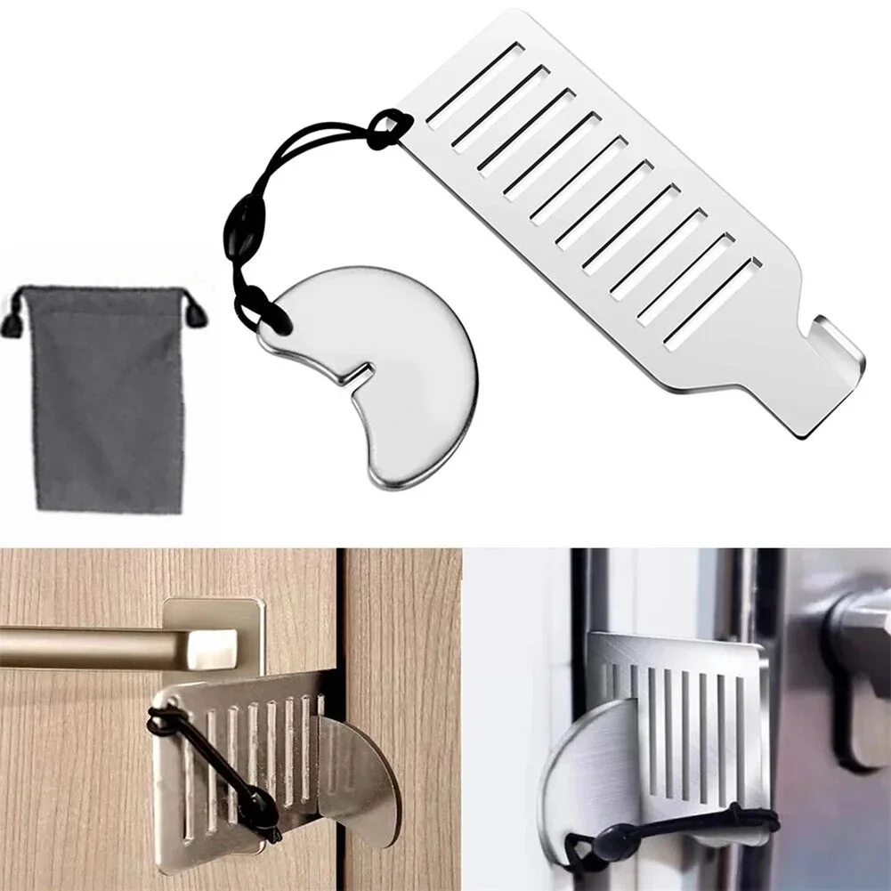 Safety Anti-theft Door Blocker Portable 8cm Stainless Steel Safe Security Tool For Home Privacy Hotel Travel Door Lock Stopper