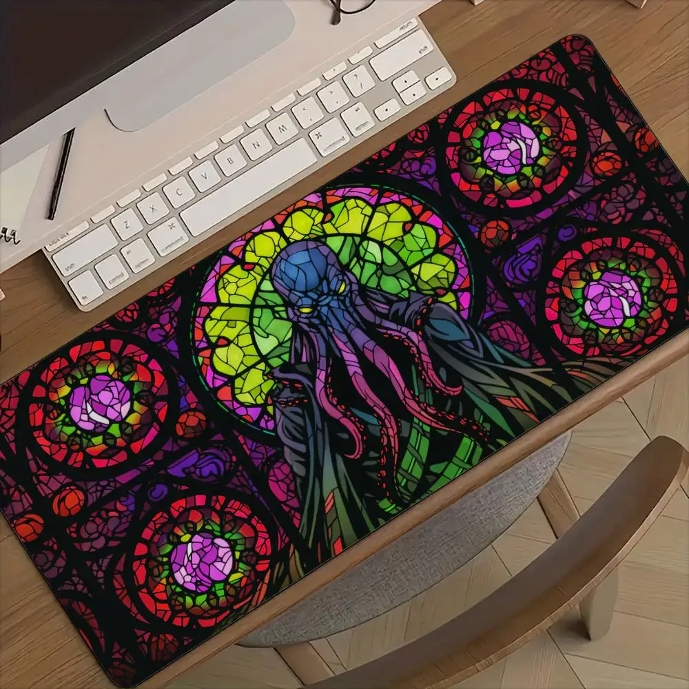 Волшебный коврик в стиле осьминога из цветного стекла, коврик для мыши, настольный коврик с прошитыми краями, нескользящая резиновая основа, аксессуары для ПК, игровой коврик, коврик