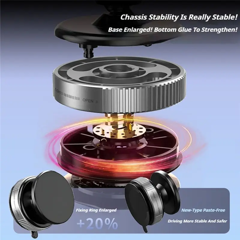 Magnetic Vacuum Suction Cup Folding Swivel Stand Vacuum Suction Cup Bracket Car Mobile Phone Holder Black-M53K