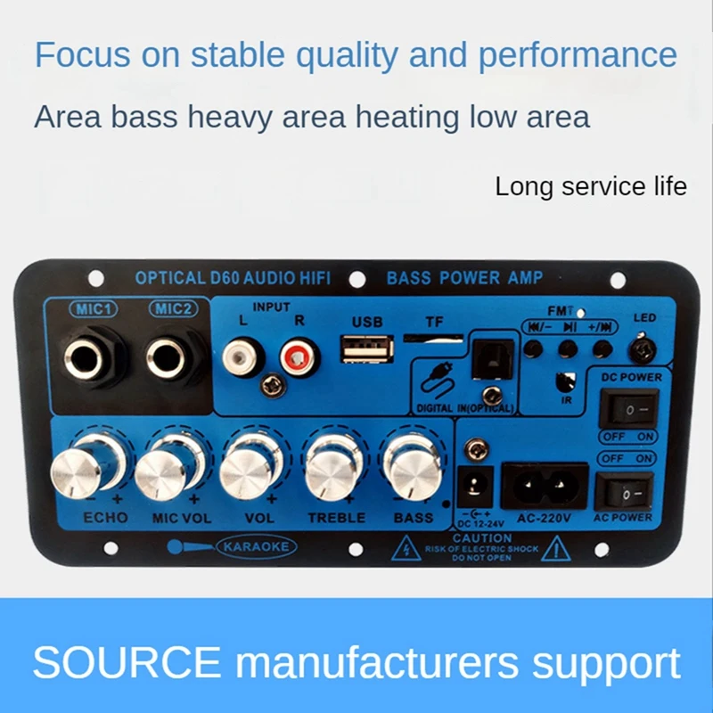 Scheda amplificatore digitale Bluetooth per auto Doppio microfono Amplificatore stereo Bluetooth 5.0 Subwoofer Karaoke Amplifier-A22K