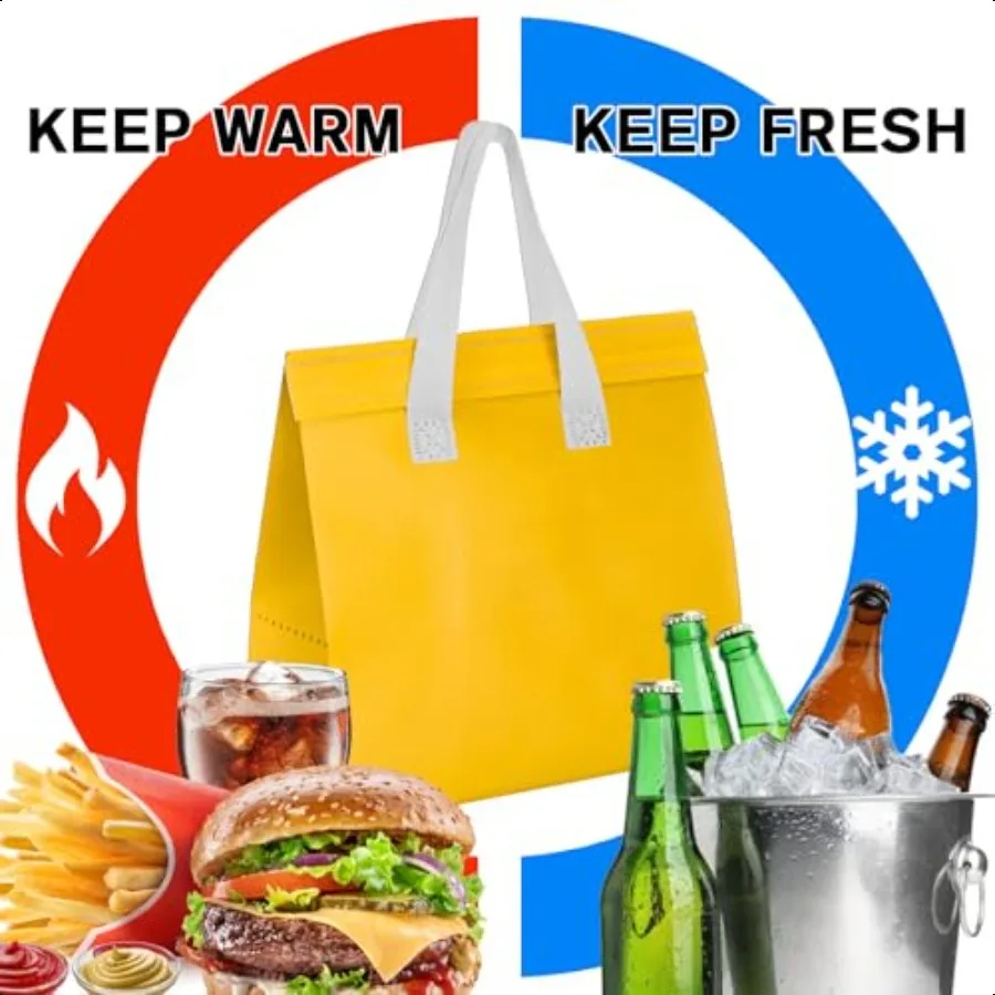 Set di 60 borse da asporto isolate Borsa da asporto piccola Borse per la spesa Borsa termica per consegna cibo freddo 9,3 x 5,7 x 9,3