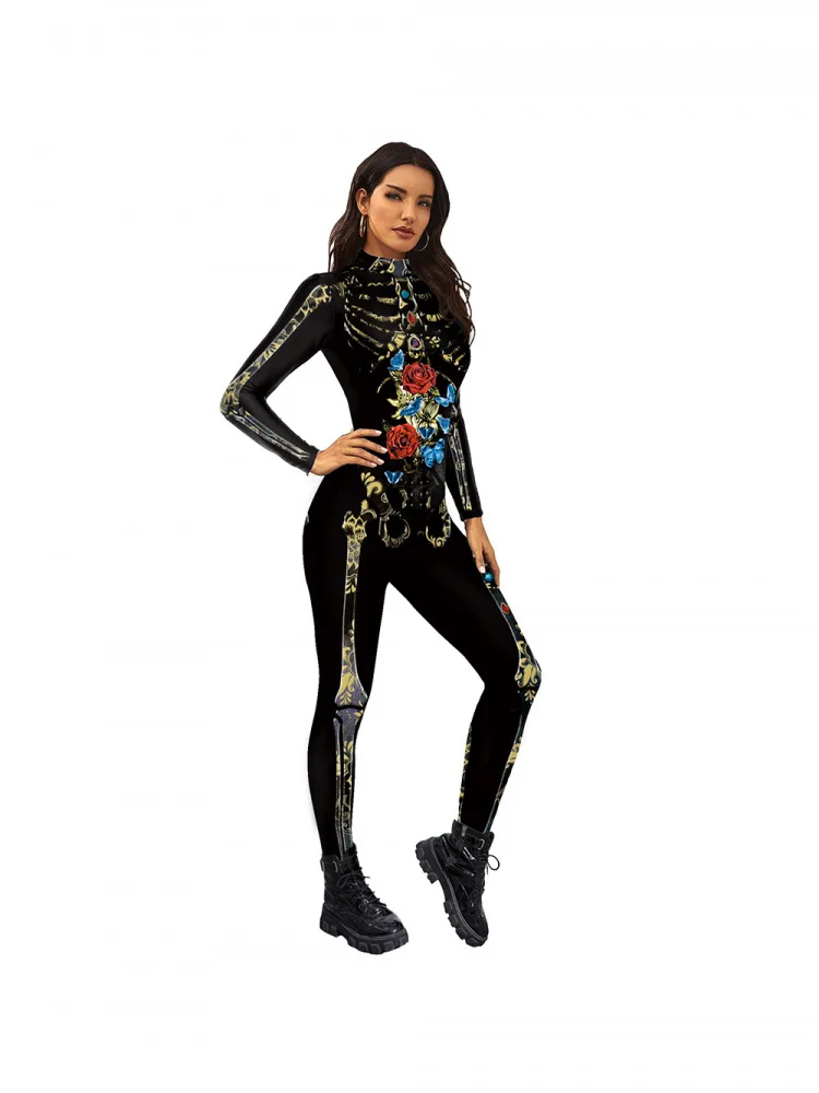 مثير 3D الطباعة الرقمية loween نيسيي طويل Sve ضيق فام Pantsuit منخفضة الخصر طويل الساق ألياف البوليستر دعوى للنساء