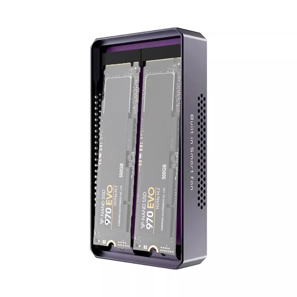 20Gbps HDD Case Dual Bay External Aluminium Hard Drive Enclosure Case HDD Array for M.2 NVME Hard Disk Array With RAID Function