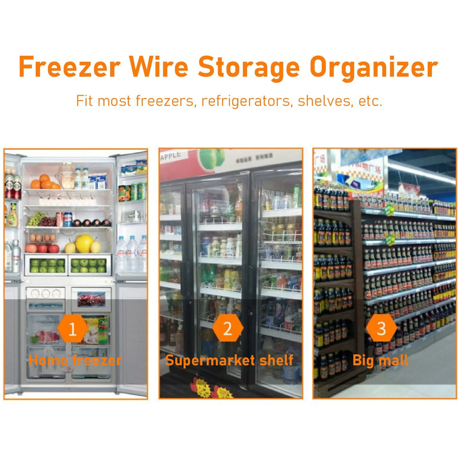 منظم تخزين سلك الفريزر، سلال فريزر مستطيلة مقاومة للصدأ من الفولاذ المقاوم للصدأ، طلاء البولي ايثيلين للمطبخ