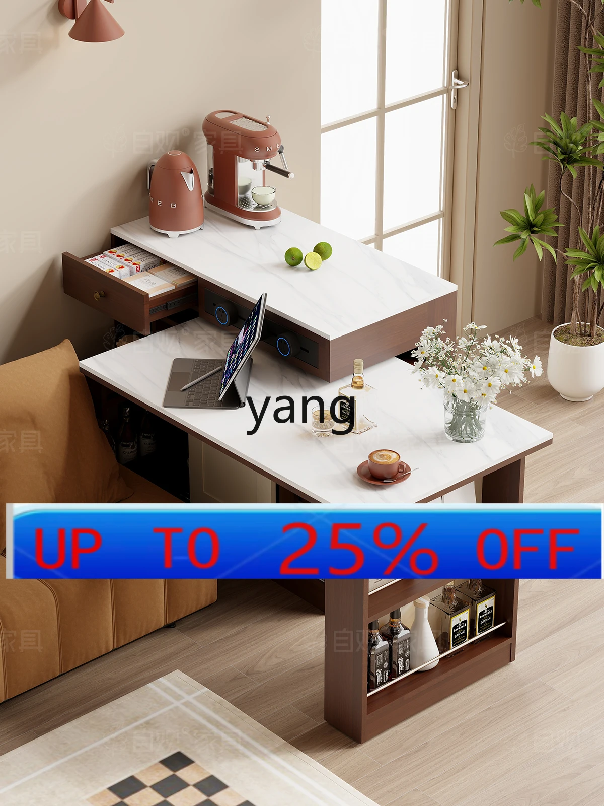 

LMM Ретро Гостиная Кухня Остров Обеденный Стол Вращающийся Обеденный Стол Многофункциональный Мобильный Сервант Шкаф