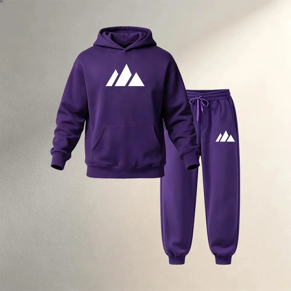 Men's Clothing Hoodies Sets 2 Pieces Autumn Winter Sports Casual Men Pullover Sweatshirt Fashion Warm Hoodie + Jogger Tracksuits view 4