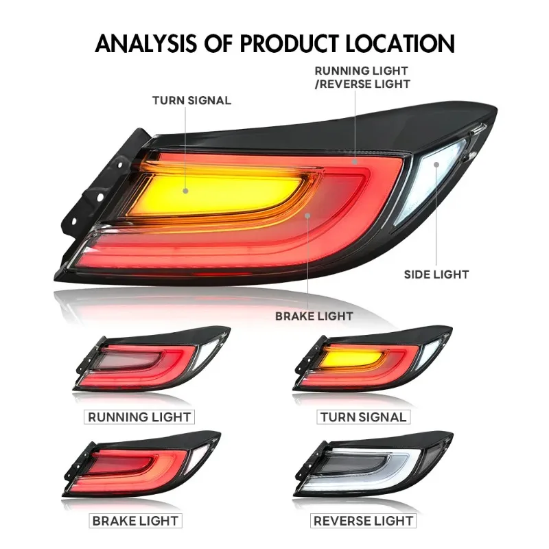 2Pcs Clear LED Tail Lights For Toyota GR86 Subaru BRZ 2021-2025 Plug and Play Rear Brake Lamps