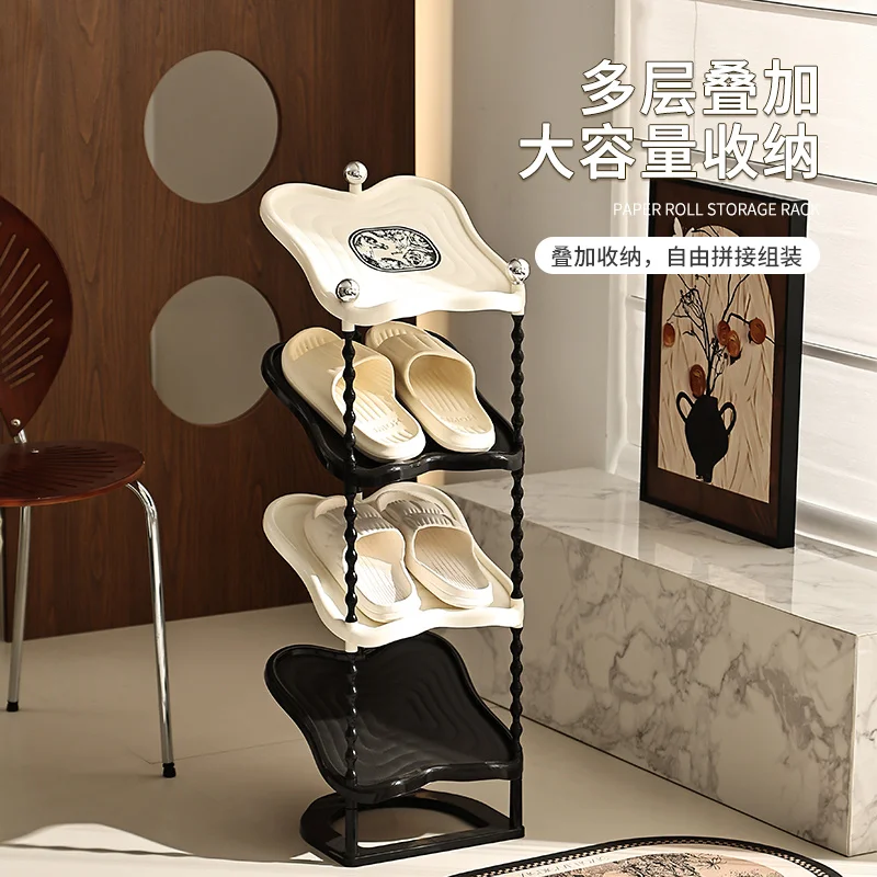 Custom. Zunmuse Vintage Style Shoe Rack Home Entrance Large Capacity 2025 New Multi-layer Folding Shoe Rack Storage Artifact