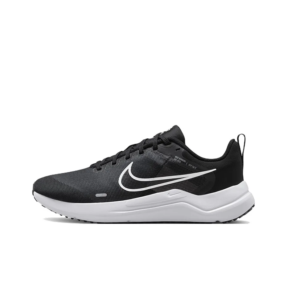 Nike Downshifter 12 Fabric Cushioning Slip Resistant Abrasion Resistant Low top Running Shoes Women's Black White DD9294-001