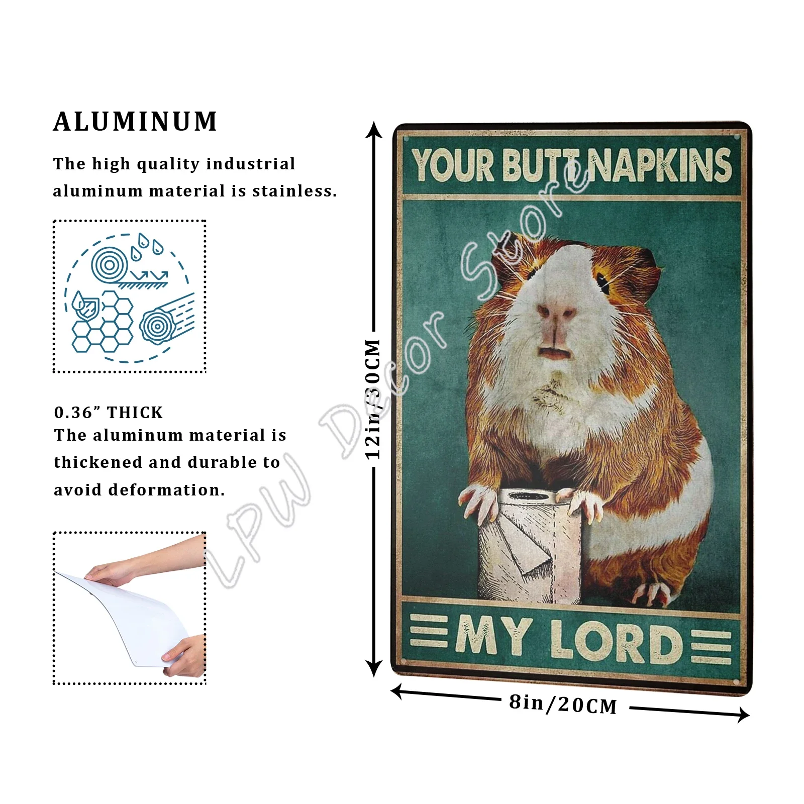 Vintage Guinea Pig Your Napkins Retro Tin Sign Bathroom Decoration for Bars Restaurants Cafes and Bars New Year Metal Sign