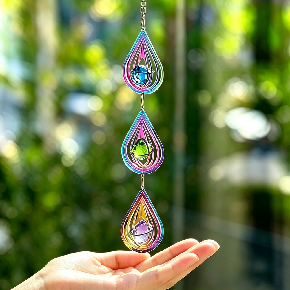 Tropfenförmiges Windspiel Hängendes Ornament Kristallglas-Prisma Anhänger Sonnenfänger für Fenster Terrasse Innenbereich Wanddekoration Geschenk – Detail 3