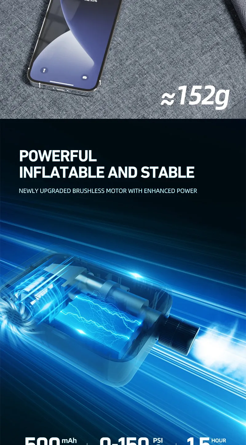 CYCLAMI HW125 Fahrrad Elektrische Inflationspumpe Mini Tragbare 150Psi Hochdruck-Luftpumpe – Detail 8