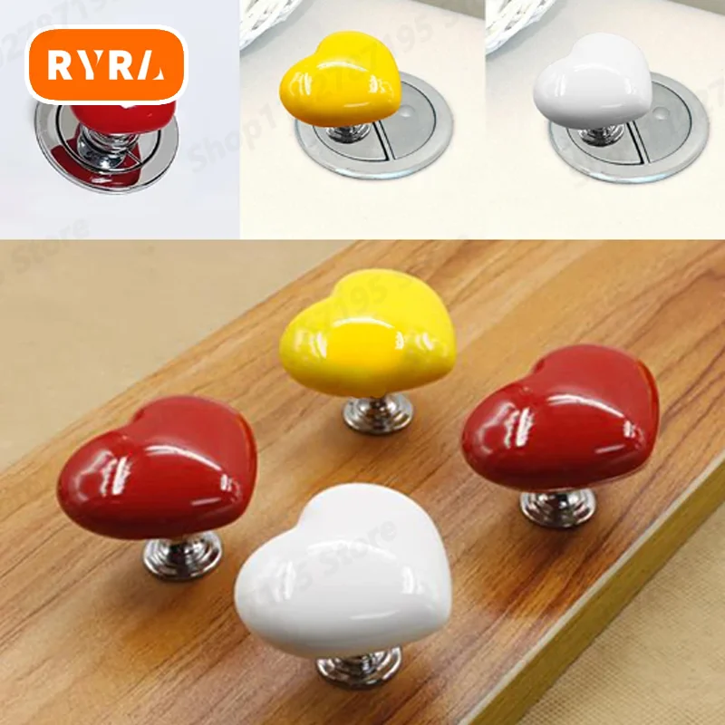 Toilet Presser Heart Shape Handle Love Toilet Press Button Bathroom Water Tank Buttons Push Switch Bathing Room Accessories Tool