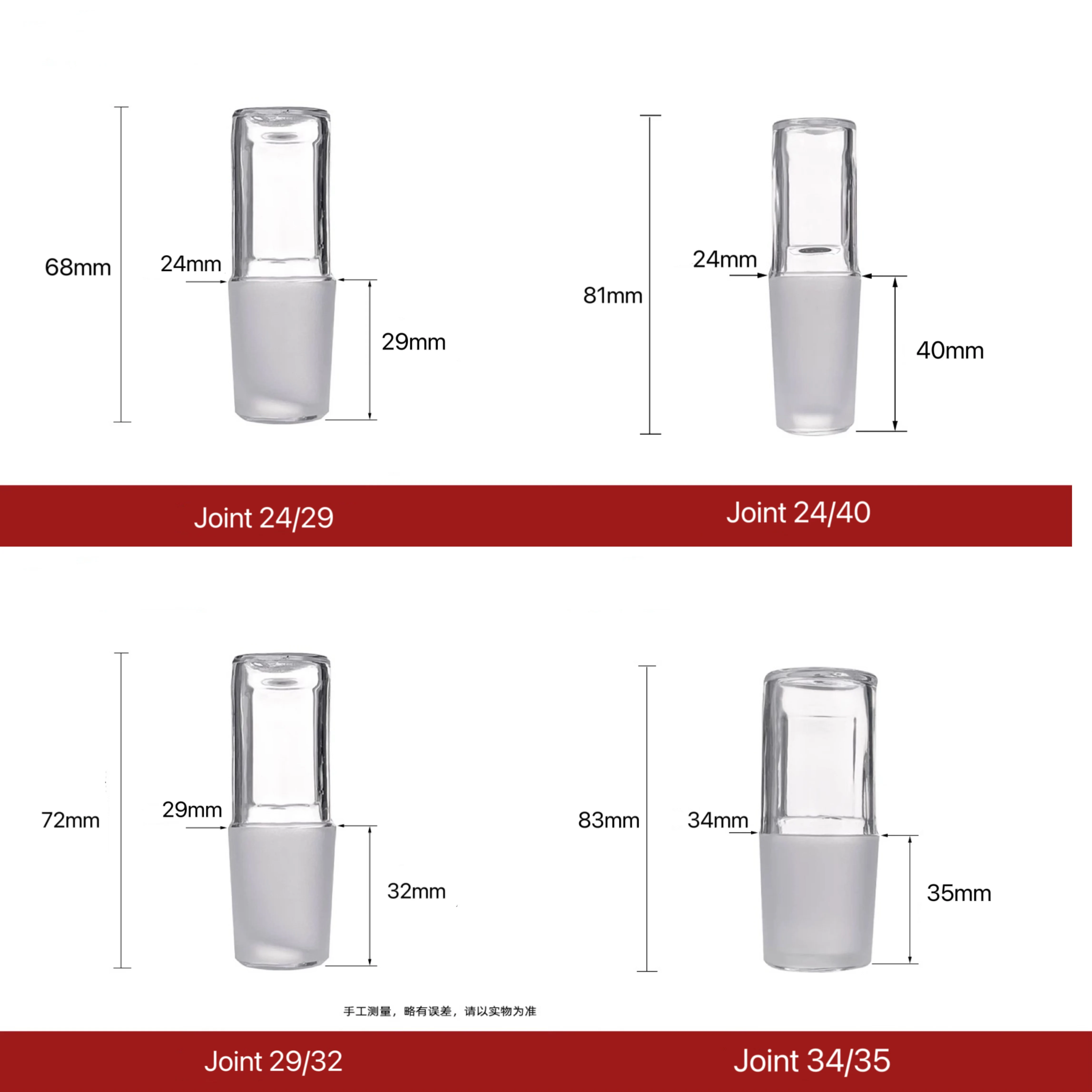5Pcs Glass Stopper, Glass Hollow Plug,Grinding Flat Plug, Hollow Plunger, Borosilicate Glass,Multiple Types Joint
