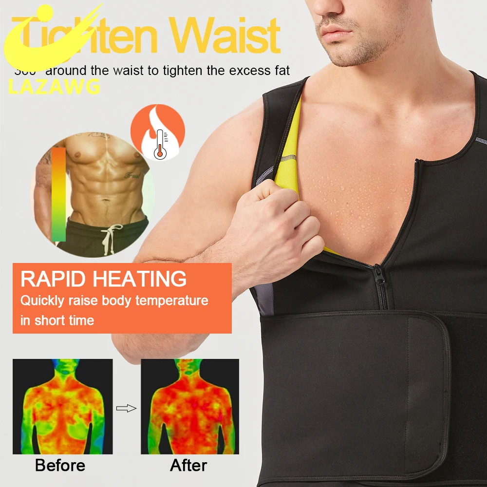 LAZAWG Hot Sweat Body Shaper Sauna Pants and Shirt Slimming Vest Waist Trainer Suit Sets Workout Shorts Weight Loss Shapewear