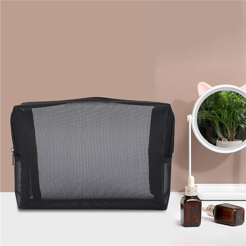 

【SEE】6 Pcs Zipper Mesh Bags, Pack Of 3 (S/M/L), Beauty Makeup Cosmetic Accessories Organizer, Travel Toiletry Kit Set Storage Po