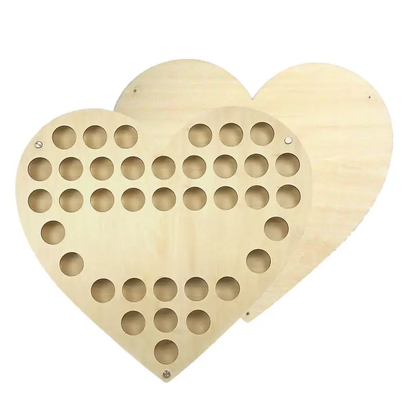 Golf Ball Display Rack Wall Mounted Collection Rack Holds 37 Balls Wooden Heart Shape Display Box Creative Wall Art For Private