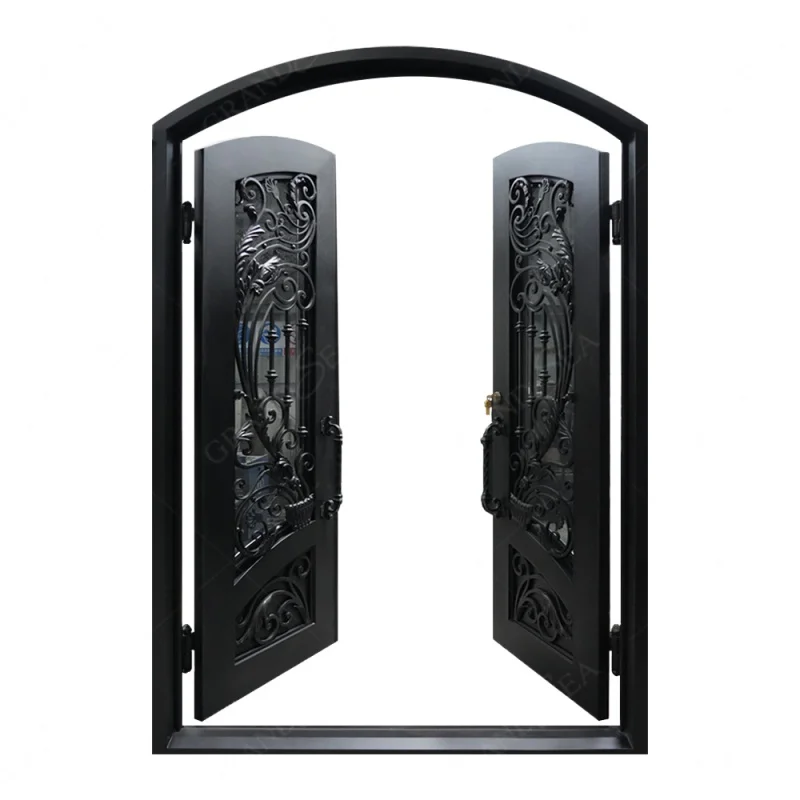 custom.Modern Screen Main Entry Rod House Security Black Single Double Modern Wrought Cost Iron Front Doors