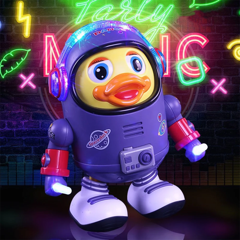 Electric Robot Duck Toys Dancing Walking Space Duck Educational Toy With Music Light Play Interactive Singing Toys For Kids Gift