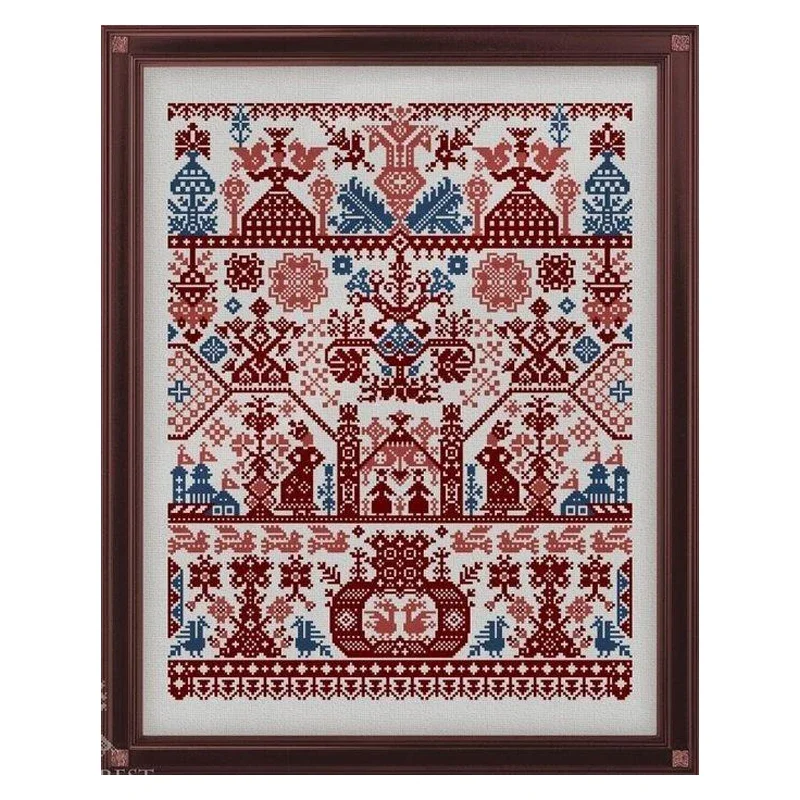 Amishop Beautiful Counted Cross Stitch Kit Northern Land Flowers And People Totem DIY Needlework OwlForest Embroidery