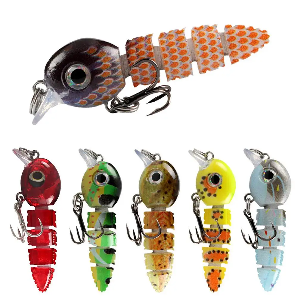 Mini 5.5cm 4g Hard Custom Sinking Multi Jointed Swimbait Tadpole Fishing Lure Life Like Swim Action For Bass Trout Fresh water