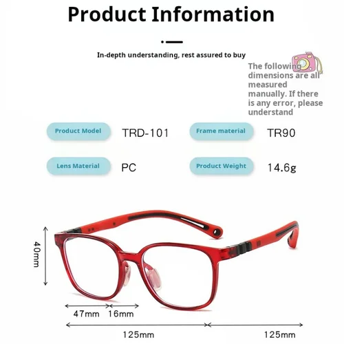 Imagen 2 del producto Gafas ultraligeras y cómodas a la moda para niños, monturas de gafas graduadas ópticas Retro de silicona suave para niños y niñas 101