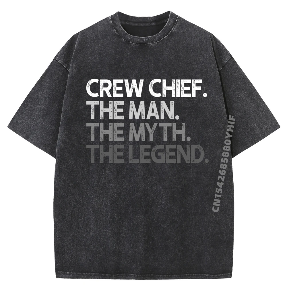

Crew Chief The Man Myth Legend Mens Korean Fashion Printed Short Sleeve Tee Large Size Washed T Shirt Oversized
