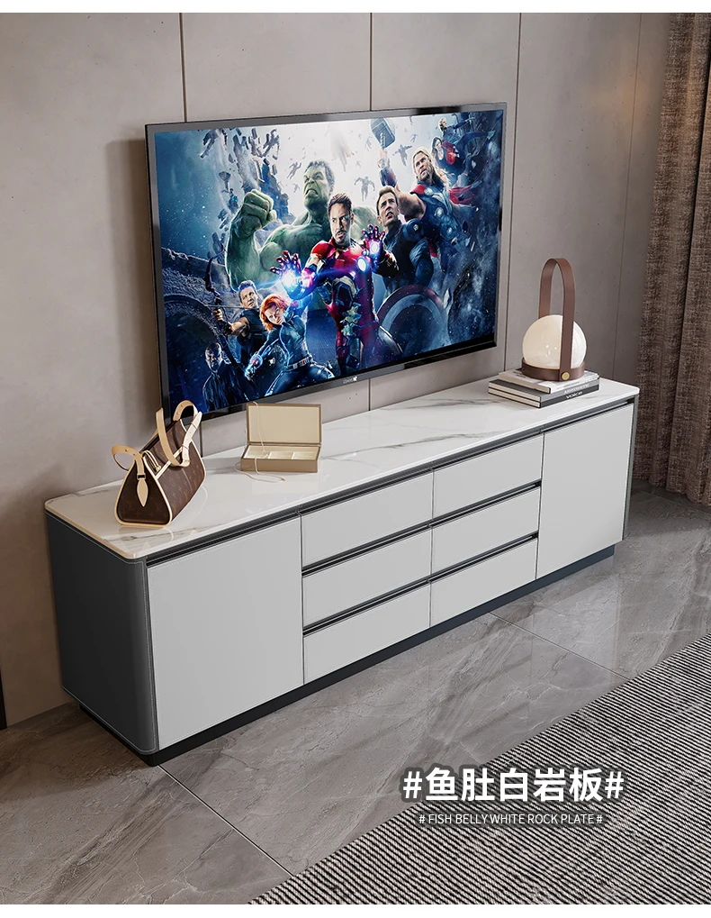 

Minimalist saddle leather high TV cabinet modern living room solid wood locker bedroom storage cabinet