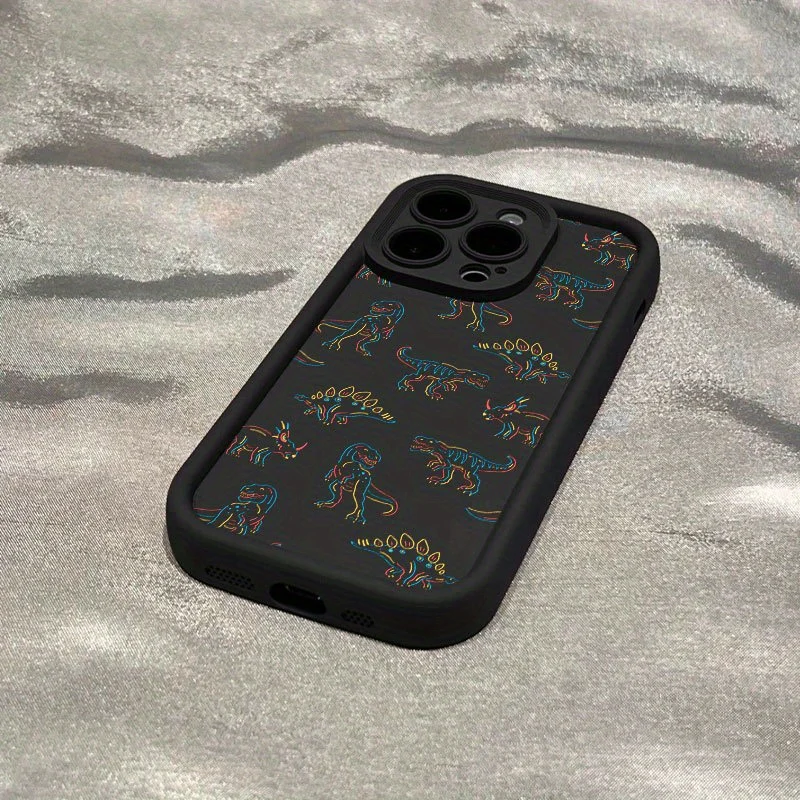 ネオン恐竜柄、高級スマホケース、控えめな高級感のあるiPhone17 16 15 14 13 12 11plus Pro Max用スマホケース