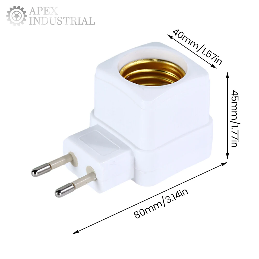 Lâmpadas de luz LED soquete, suporte base, adaptador de plugue da UE, interruptor ligado e desligado, branco, 1 pc, E27
