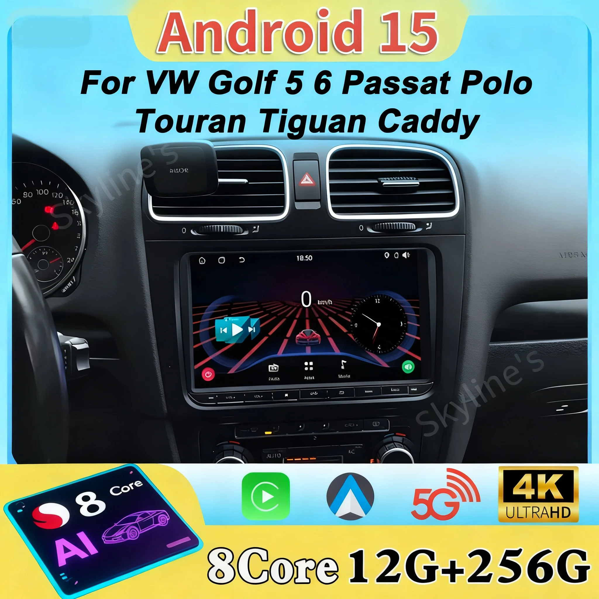 Android For VW Golf 5 6 Passat Polo  Touran Tiguan Caddy Car Radio Player Navigation GPS CarPlay Auto BT Touch