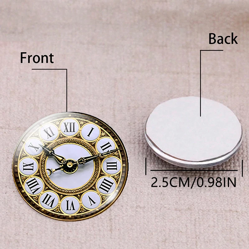 Round Retro Clock Pocket Watch Pattern Glass Cabochon for DIY Jewelry Making Findings 25MM Demo Flat Back Making Findings