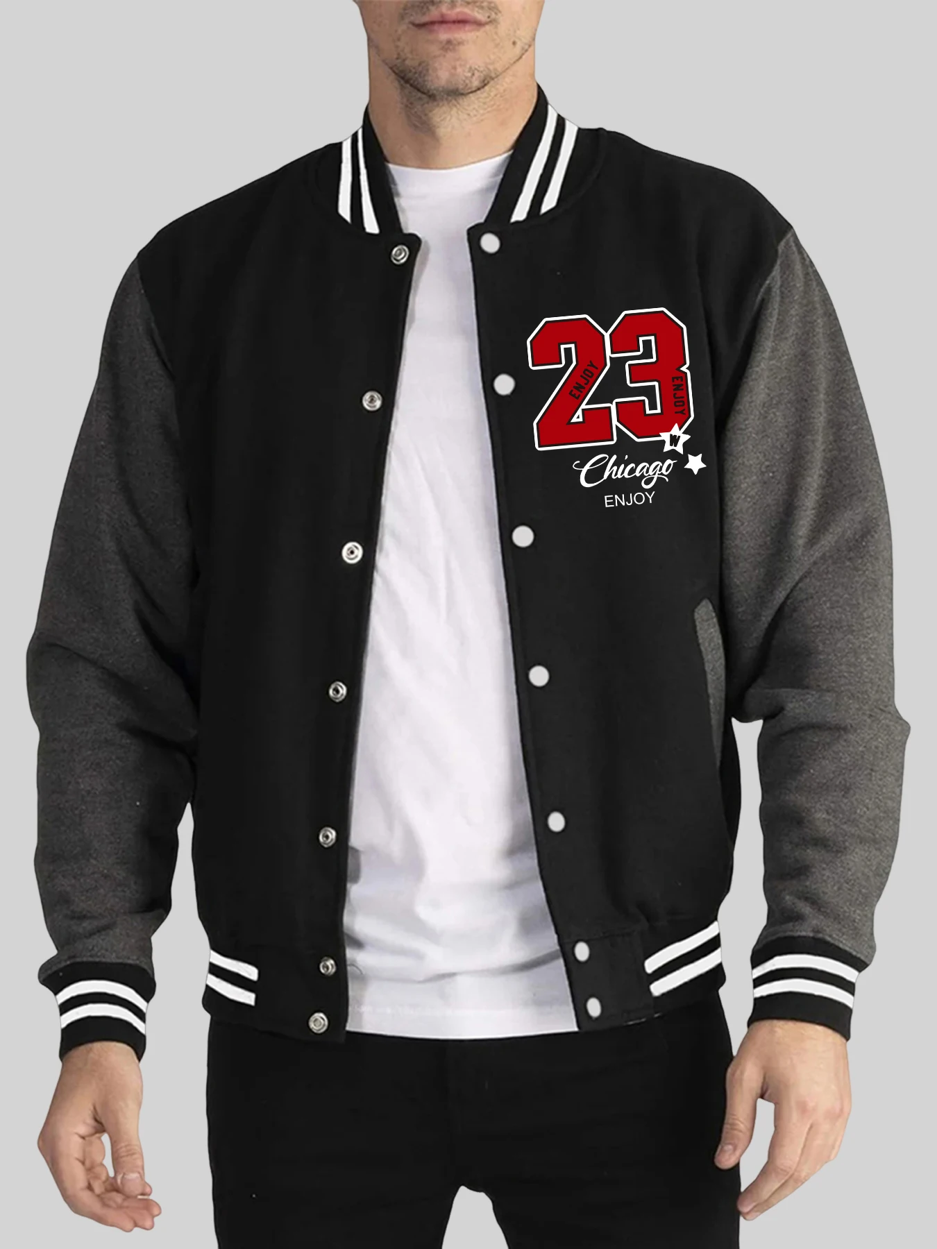 Chicago Enjoy Number 23 Pattern Men High Street Clothing Warm Sports Baseball Jersey Autumn Winter Jacket Fashion Casual Clothes