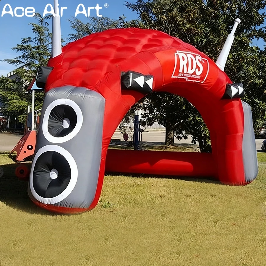 Reproductor de música inflable personalizado, tienda de campaña con cúpula, modelo de transmisión inflable con antena para eventos al aire libre, fiesta de Festival de Música