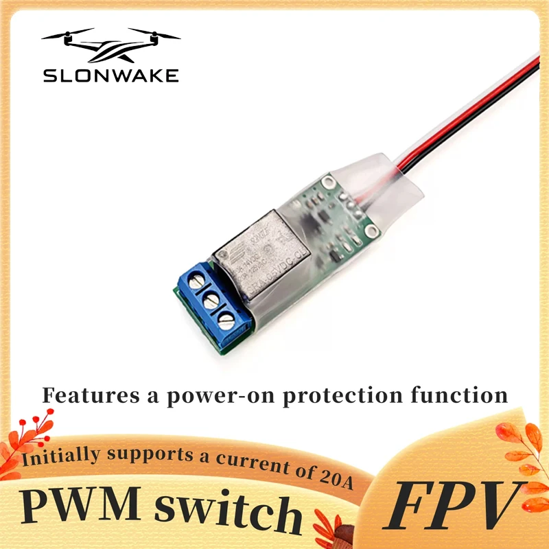 SLONWAKE 5.8G PWM Switch relay Features a power-on protection function FPV Remote control relay PWM switch formodel aircraft.