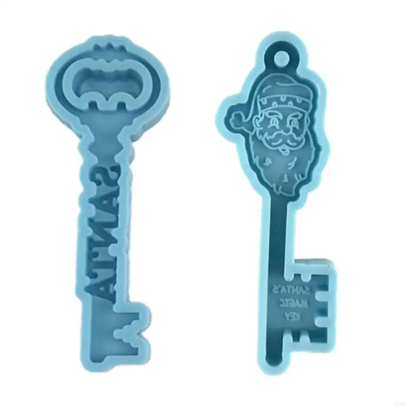 

H9ED Silicone Mold Santa Keychain Mould With Hole Keyring Pendant DIY Craft
