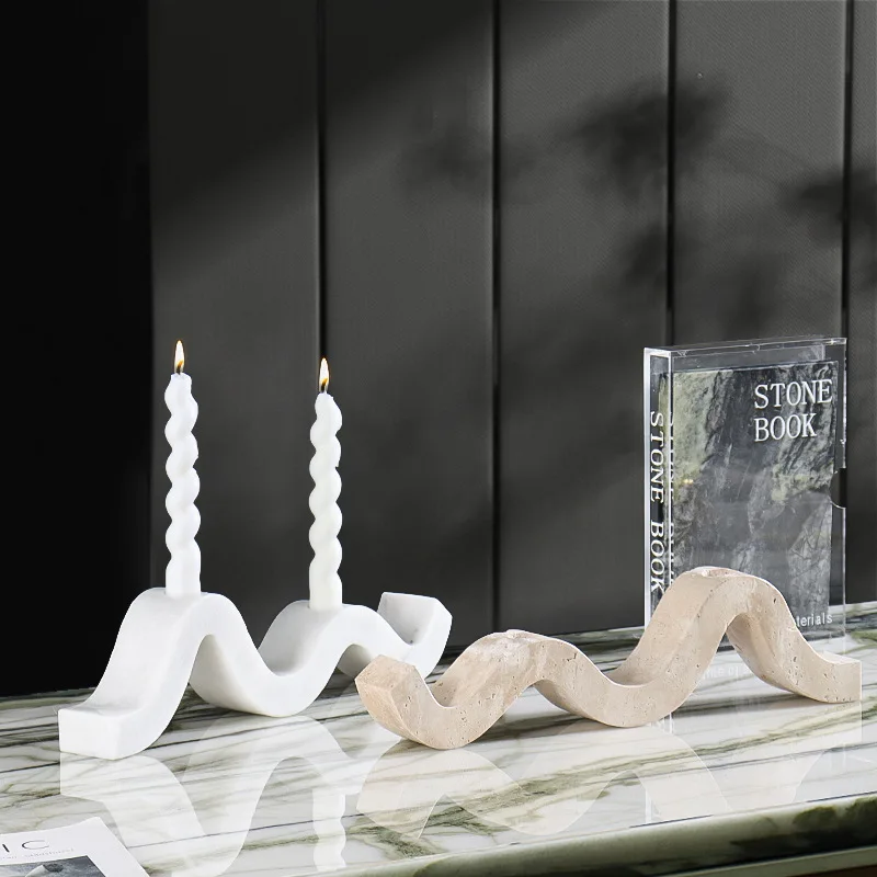 Wabi Sansan high-end marble retro candle holder ornament model room sales office B & B hotel restaurant decoration